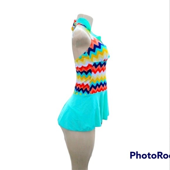 Teal Blue Tanki Swimsuit L - Picture 5 of 6